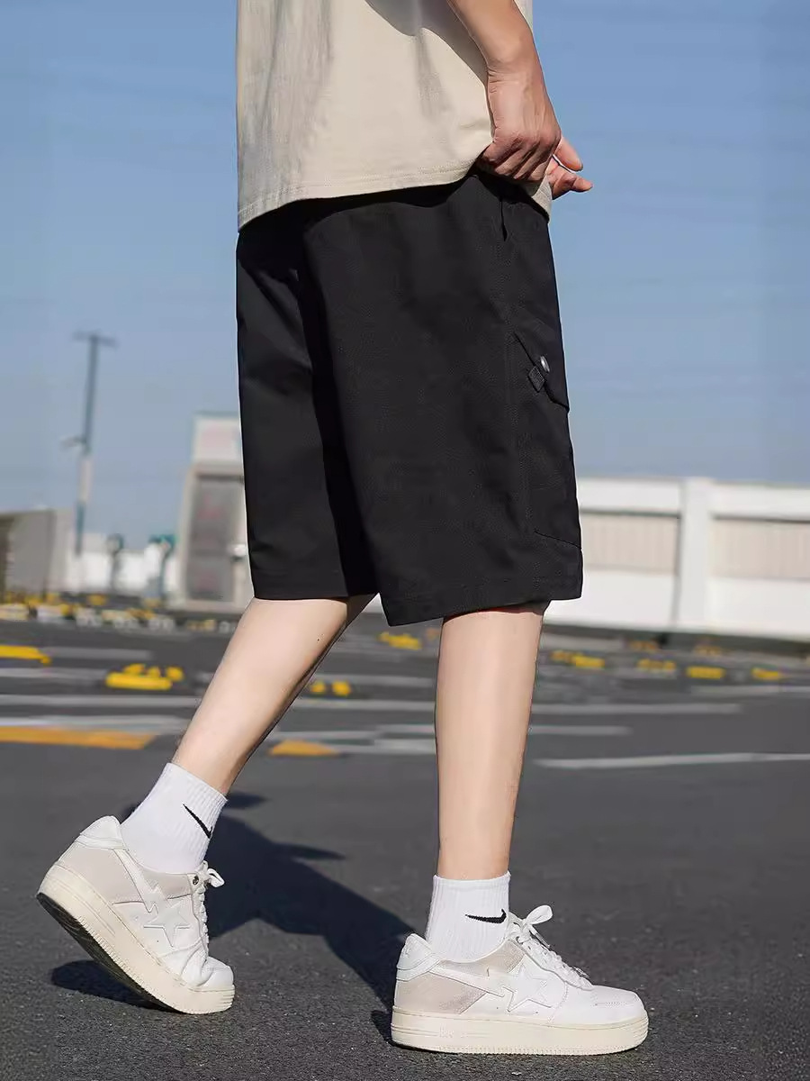 Pantalones cortos de herramienta de moda para hombres, guapo estilo de puerto, pantalones casuales de cinco puntos largos, pantalones cortos de hombre, pantalones medianos