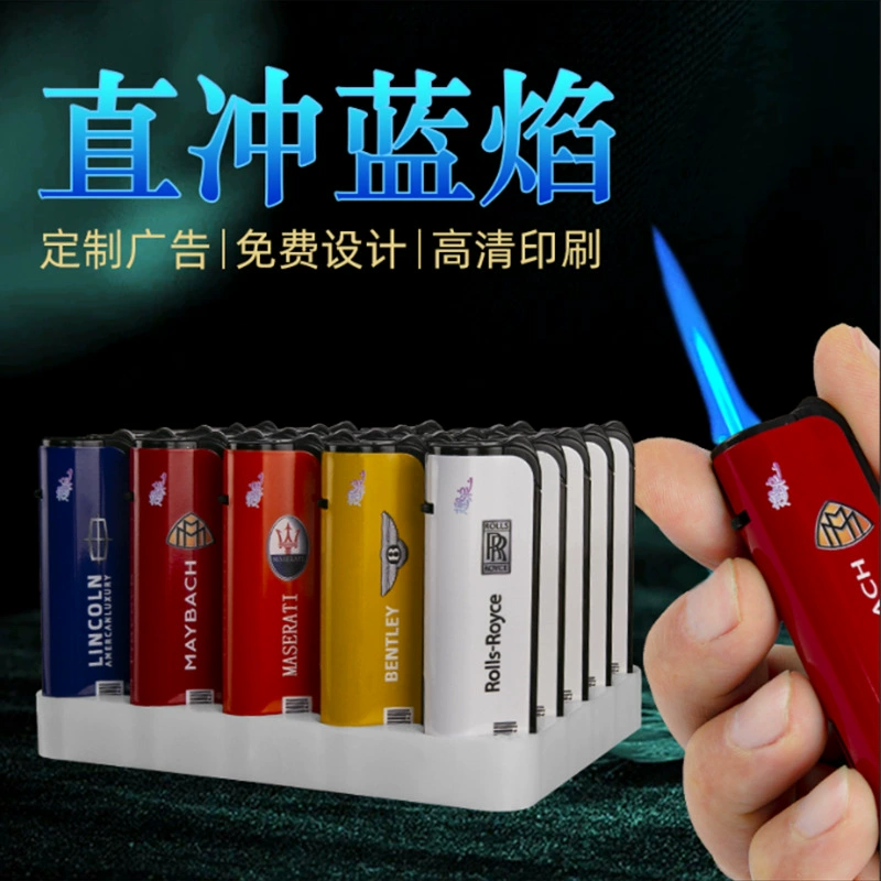 Сетка красная та же металлическая ветрозащитная прямая зажигалка высокого класса надувная индивидуальность синее пламя лазерная гравировка UV цветная шелкография