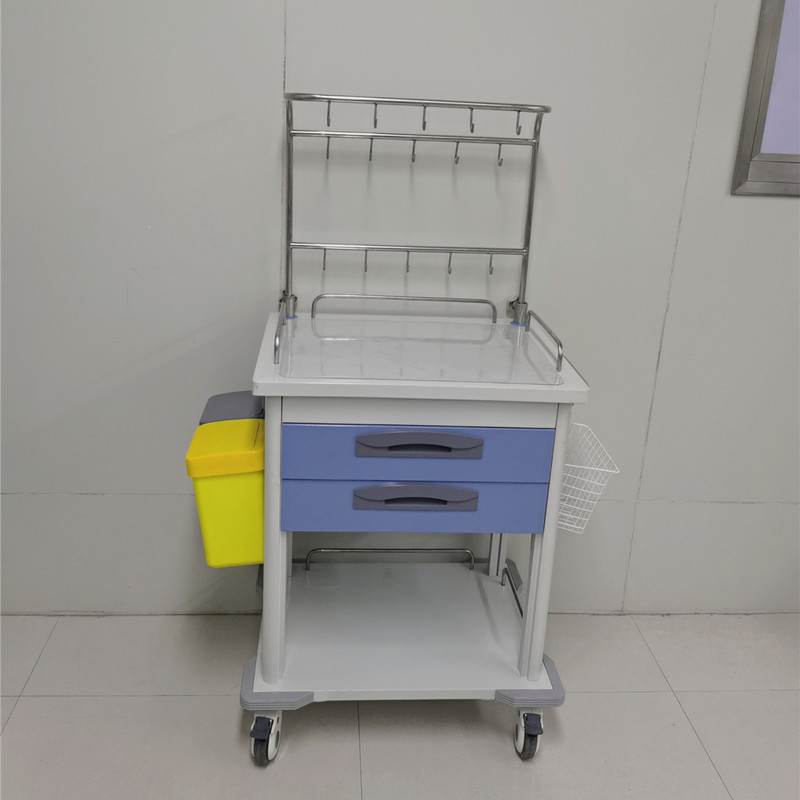 医用急救输液车 医美ABS不锈钢带抽屉麻醉车钢塑查房手推车