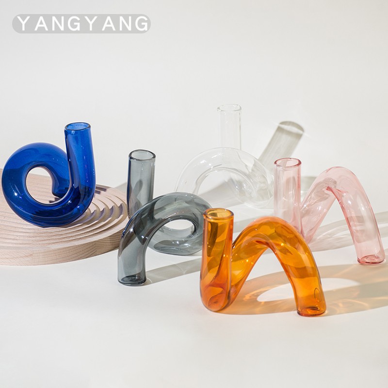彩色玻璃花瓶 高硼硅玻璃 批發  現代簡約 廠家直供