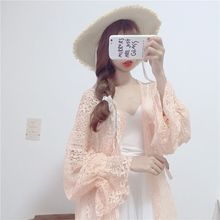 夏季大码胖mm中长款小众法式蕾丝开衫女防晒外搭披肩式上衣外套潮