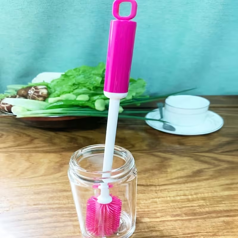 Cepillo de Silicona Giratorio de 360 Grados para Biberones y Vasos Térmicos, de Silicona y PE, para Limpieza