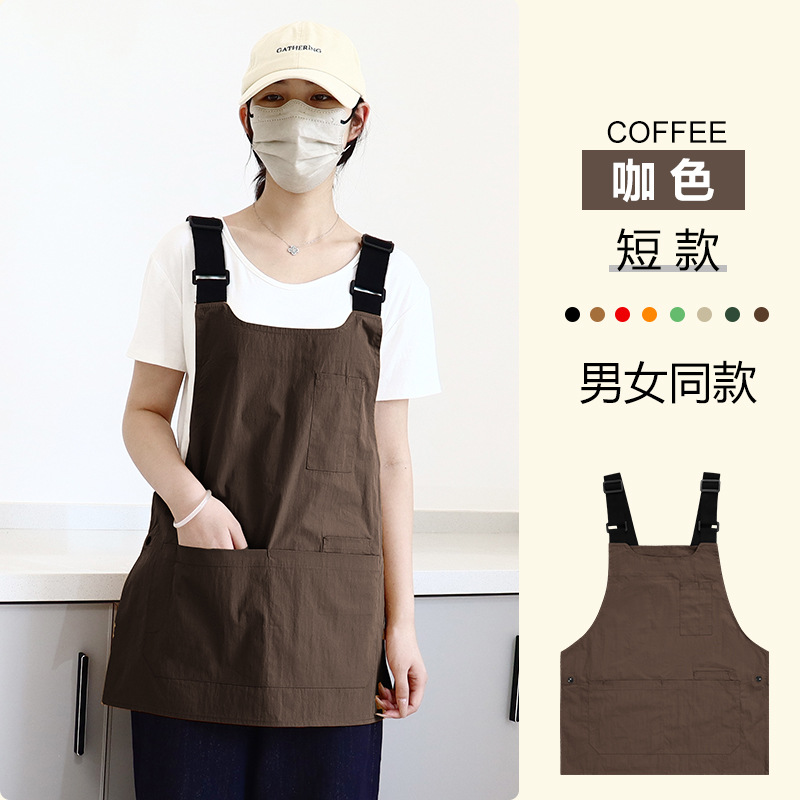 Comercio exterior delantal de lona impermeable logotipo personalizado sala de arte barista ropa de trabajo caballo clip delantal casero chaleco