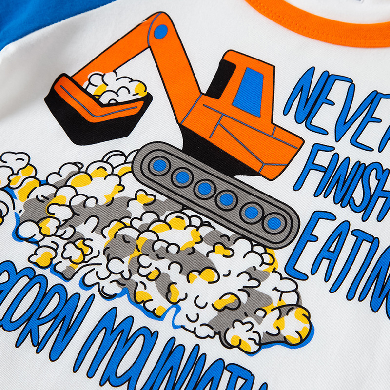 Muestras personalizadas de be top camisetas de niños nuevos niños de verano dibujos animados automóviles de color de manga de bebé de moda coreana