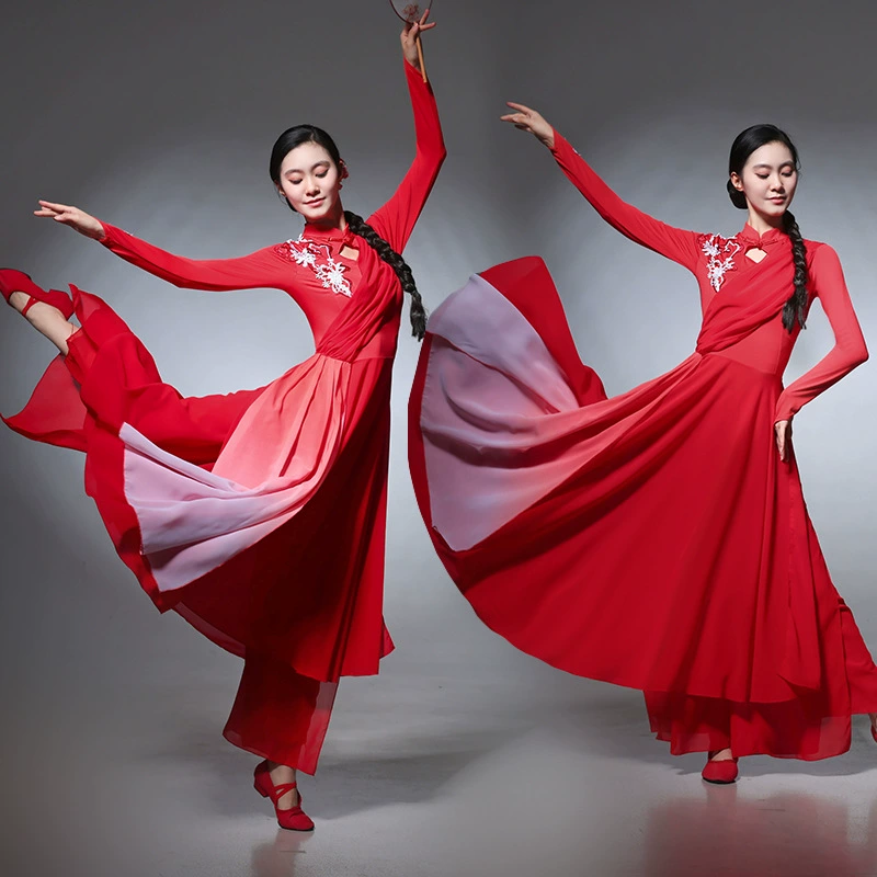 Классический танцевальный костюм сольный танец современный танцевальный костюм длинное платье 2492