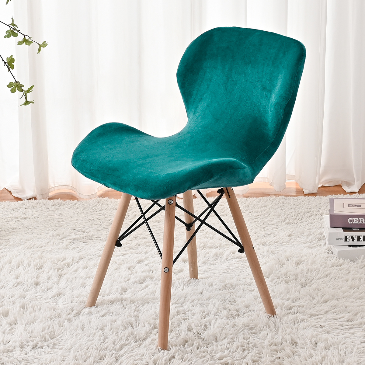 Funda para silla de mariposa de terciopelo de zorro plateado elástica de punto transfronterizo a prueba de polvo Funda para silla de mariposa de terciopelo grueso de color sólido universal