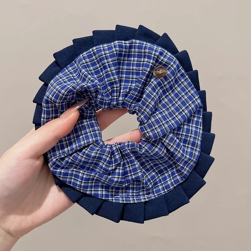 Colegio retro coreano estilo anillo de cabello de intestino grande plegado anillo de cabello de moda personalizado color contraste de flores de cabello de alta calidad