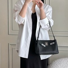 togo头层牛皮通勤百搭复古单肩斜挎小方包真皮凯利腋下女包双肩带