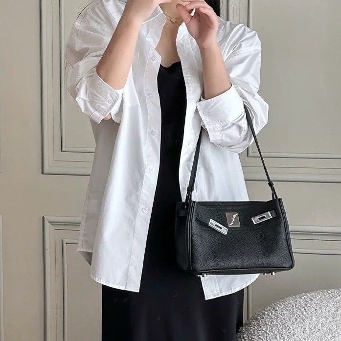 togo头层牛皮通勤百搭复古单肩斜挎小方包真皮凯利腋下女包双肩带