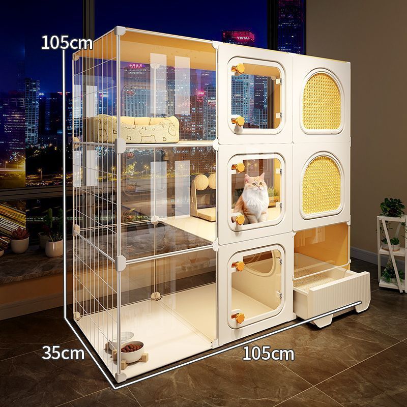 全景猫笼子超大自由空间家用室内猫窝厕所一体一室一厅一卫猫别墅|undefined
