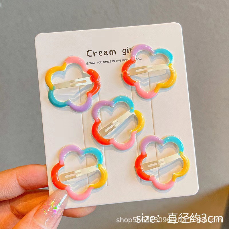 彩色可爱侧边发夹五角星bb夹少女心一字刘海夹前额碎头饰发卡批发