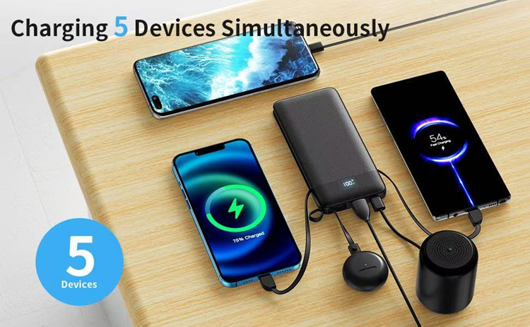 Powerbank mit integriertem Kabel, AC-Stecker, Schnellladung, 10000 mAh, mobile Stromversorgung, Geschenkverpackung, individuelle LOGO-Anpassung