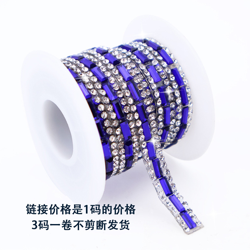 3*7 diamante de vidrio azul real 0,7 cm de ancho