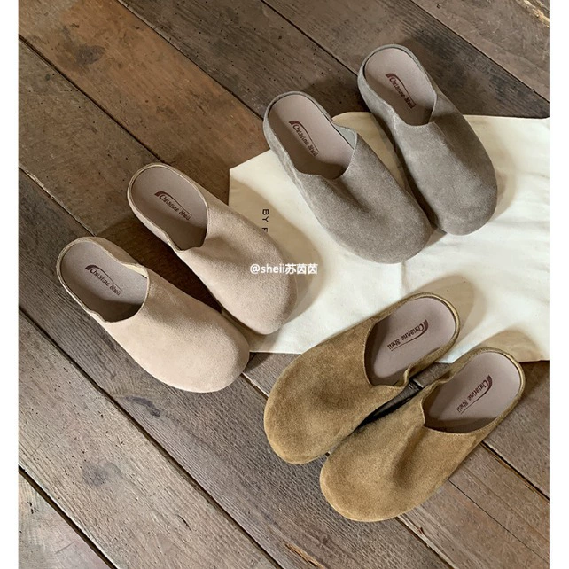 [Sheii Су Инь] Ленивый ~ Ветер ретро толстый, ленивый, Баотоу, полутолщенные женские тапочки