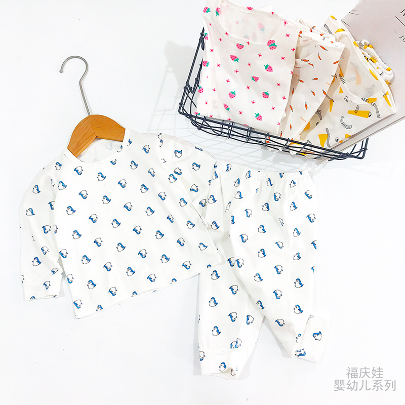 兒童內衣套裝春秋季棉嬰兒秋衣秋褲男女寶寶家居服兩件套壹件代發