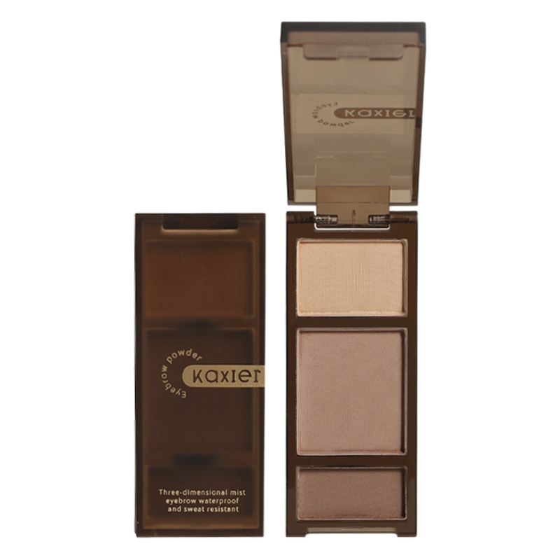 Xierui KAXIER paleta de polvos de cejas tricolor estéreo, polvo de cejas suave y colorido con efecto de niebla, cosméticos de maquillaje para principiantes. image 1