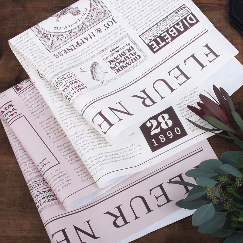复古英文报纸手账包花纸鲜花花束包装材料ins拍照道具花店花束　