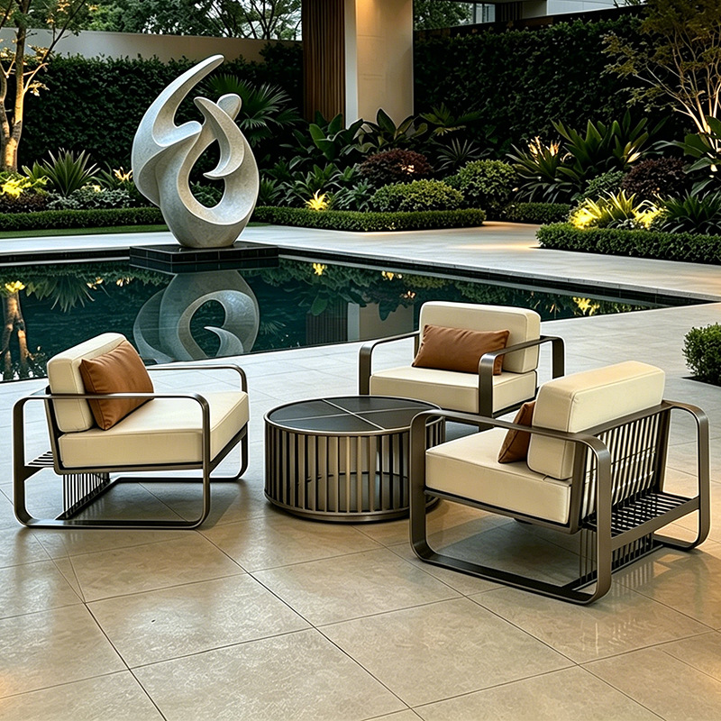 Sofá de ocio de aleación de aluminio al aire libre jardín departamento de ventas jardín terraza impermeable muebles de diseño de hotel
