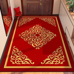 紅色出入平安地墊家用大紅絲圈地毯除塵入戶門腳墊玄關進門墊