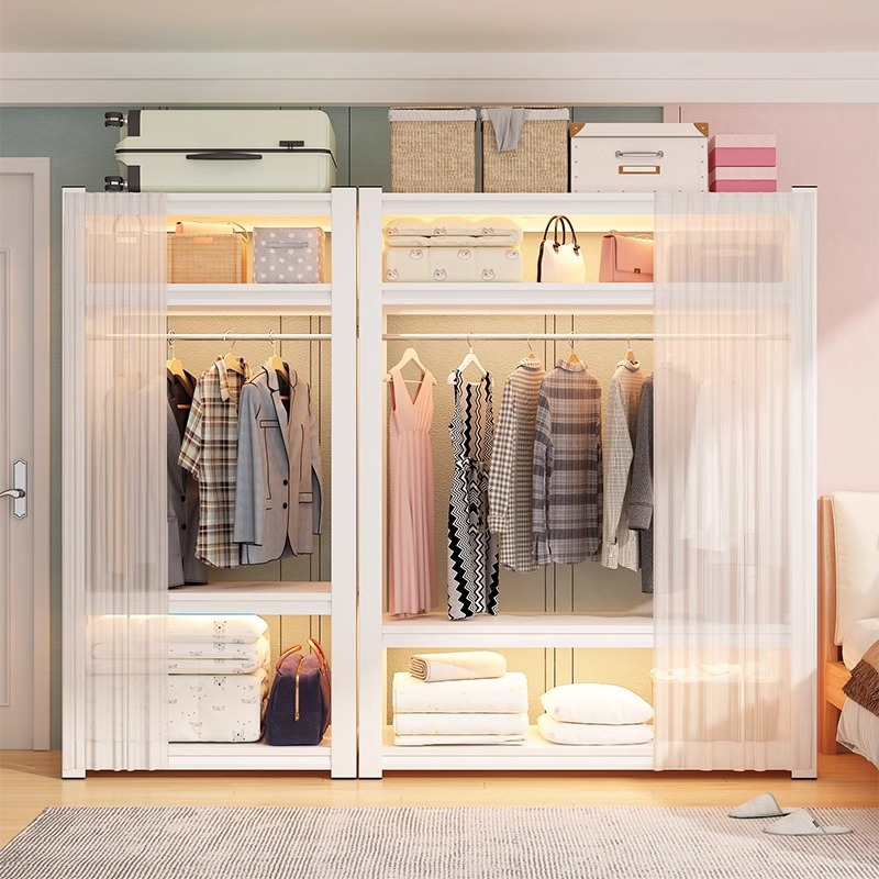 Shelf wardrobe simple assembly angle steel wardrobe rental housing clothes rack household multi-layer storage rack balcony storage rack