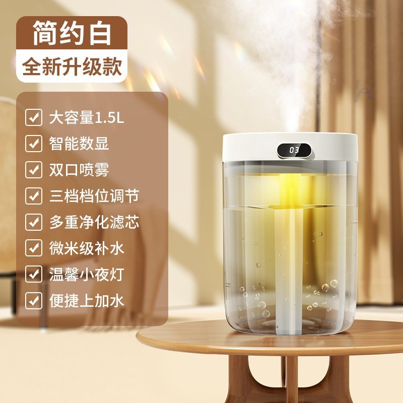 家用大容量加湿器USB双喷雾家用宿舍办公室卧室桌面带小夜灯|undefined