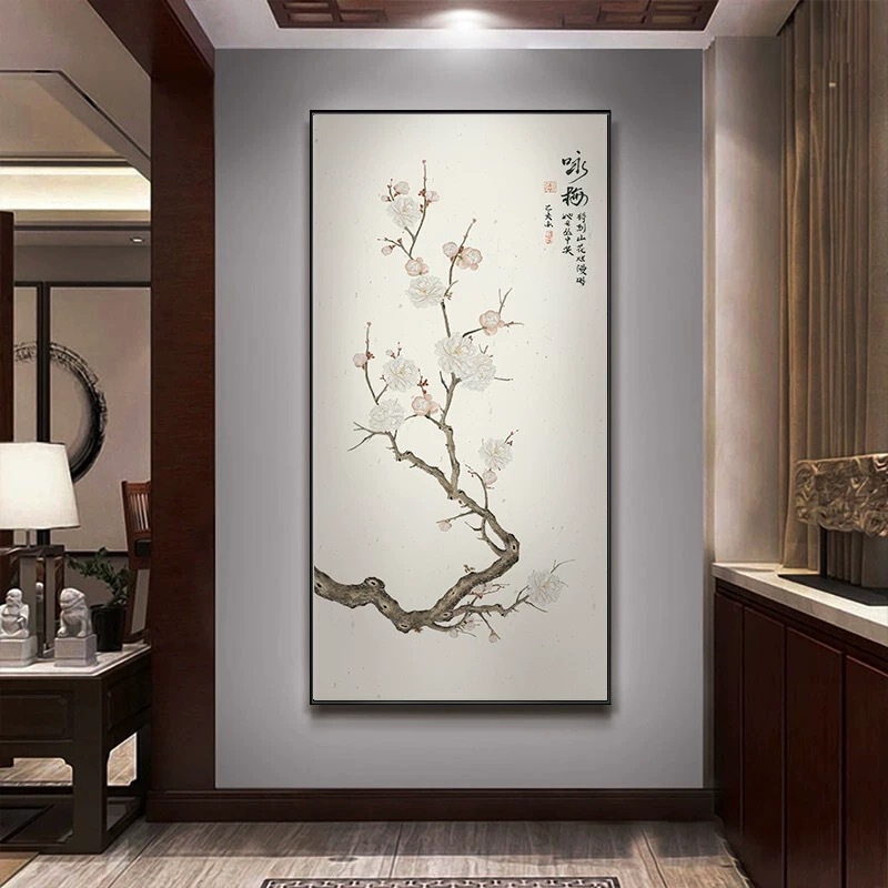 背景壁新しい中国風の玄関装飾絵画エントリーテクスチャ吊り絵画壁画スプレー塗装油絵キャンバス絵画アルミ合金フレーム|undefined