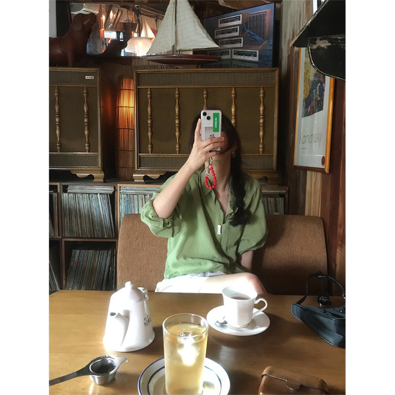 Clearance Cotton-Linen Texture Shirt 2025 Summer Sun-Protective Blouse Ins Casual Simple Dongdaemun Designer Top