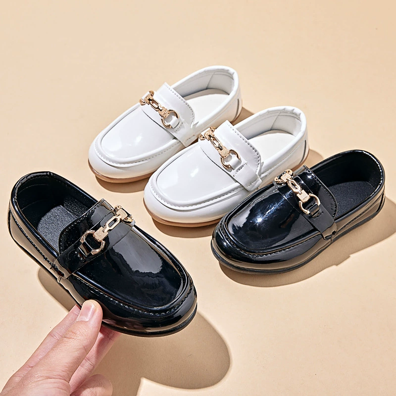 Британские кожаные туфли для детей 2025 весна и осень новые корейские мальчики черные дикие ретро кожаные туфли