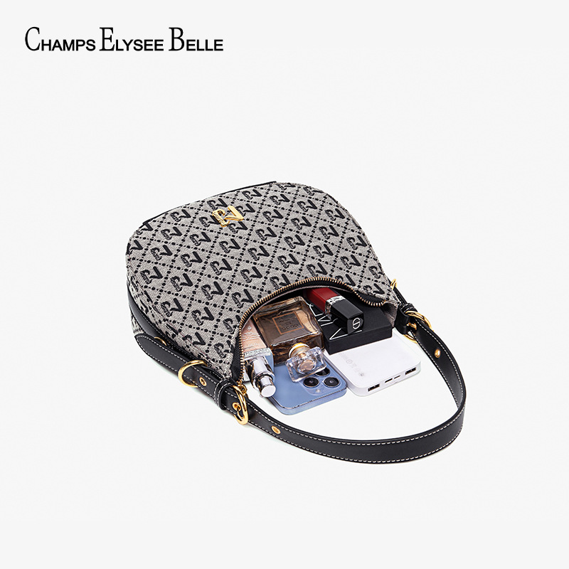 Underarm Bag Women's 2023 New Fashion Portable Crescent Bag High-end Niche Design Canvas Shoulder Crossbody Bag