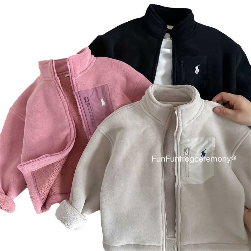 Child Star Round Ropa para niños Abrigo de otoño e invierno Suéter de lana de doble cara para niños Top de terciopelo grueso de marca de moda japonesa para bebés