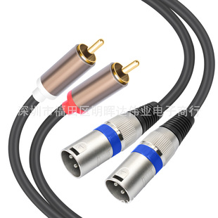 Cross-border supply of 1.5 meters full copper gold-plated head 2RCA revolution 2XLR Canon public mixer audio line