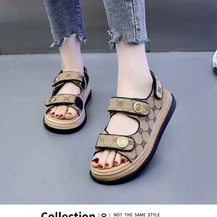 Стильные сандалии-платформа, универсальная обувь, летняя обувь, стиль Chanel, мягкая подошва