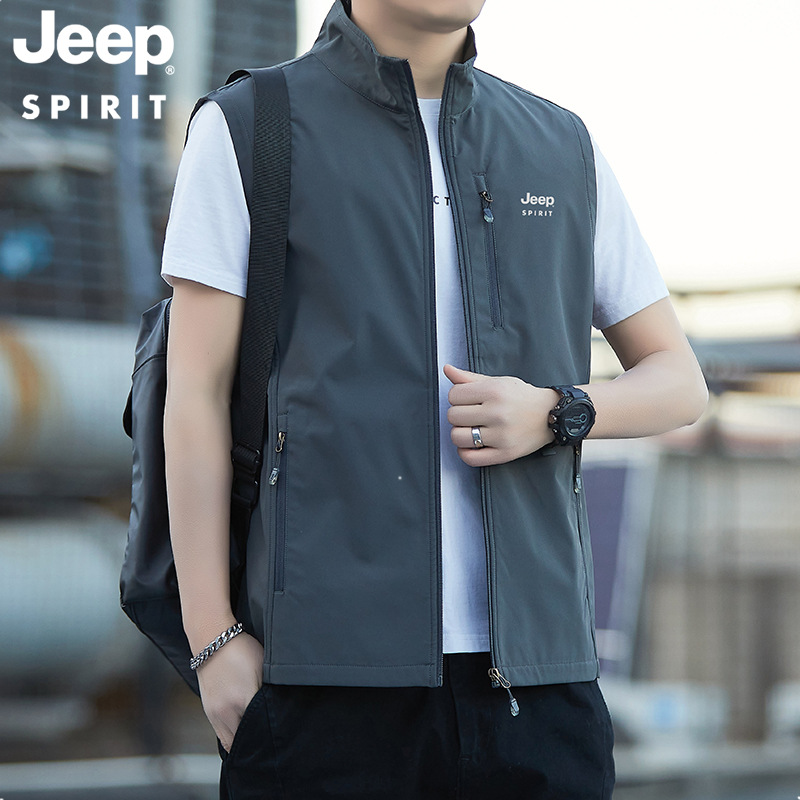 JEEP SPIRIT男士休闲马甲新款秋冬男装简约钓鱼马夹男DV7629