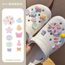 卡通diy洞洞鞋鞋花配件饰品画画盘奶油胶手工制发夹鞋扣配饰批发