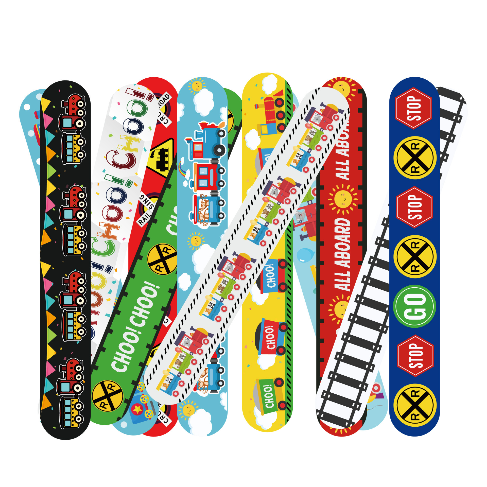 Nuevo tren transfronterizo amazónico temático anillo de goma juguete infantil pulsera de fiesta