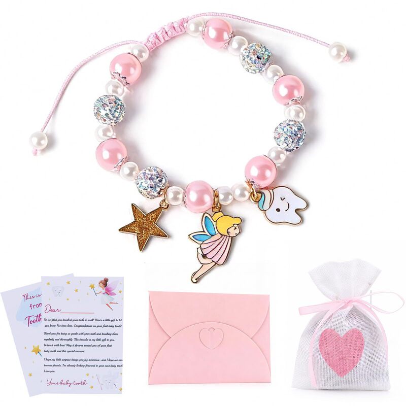 Pearl Bracelet with Shambala Diamond Beads, Pink Pearls, Alloy Oil-Drip Five-Pointed Star Bracelet, Tooth Elf Pearl Bracelet