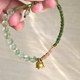 铃兰花粉绿编织拼接手绳小众精致高级感手链森系高颜值手链批发