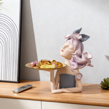 跨境情人节礼物花朵女孩树脂托盘家居桌面装饰品少女轻奢工艺摆设