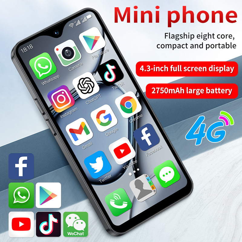 Cross-Border Hot-Selling Xs18Promax Smartphone 4g Network 4.3inch Small Screen Otg Quad-Core Android Mini Smartphone