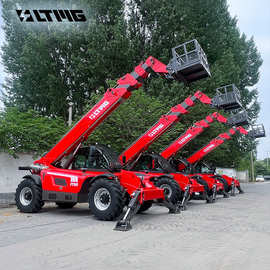 跨境专供伸缩臂叉车带站人吊篮4吨5吨 伸缩臂4节18米全新越野叉车