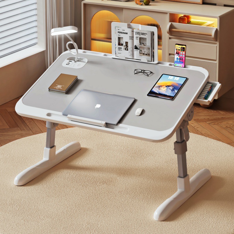 Adjustable Folding Bed Desk Dormitory Student Writing Desk Lamp Study Table Bay Window Bedroom Desktop Adjustable Small Table