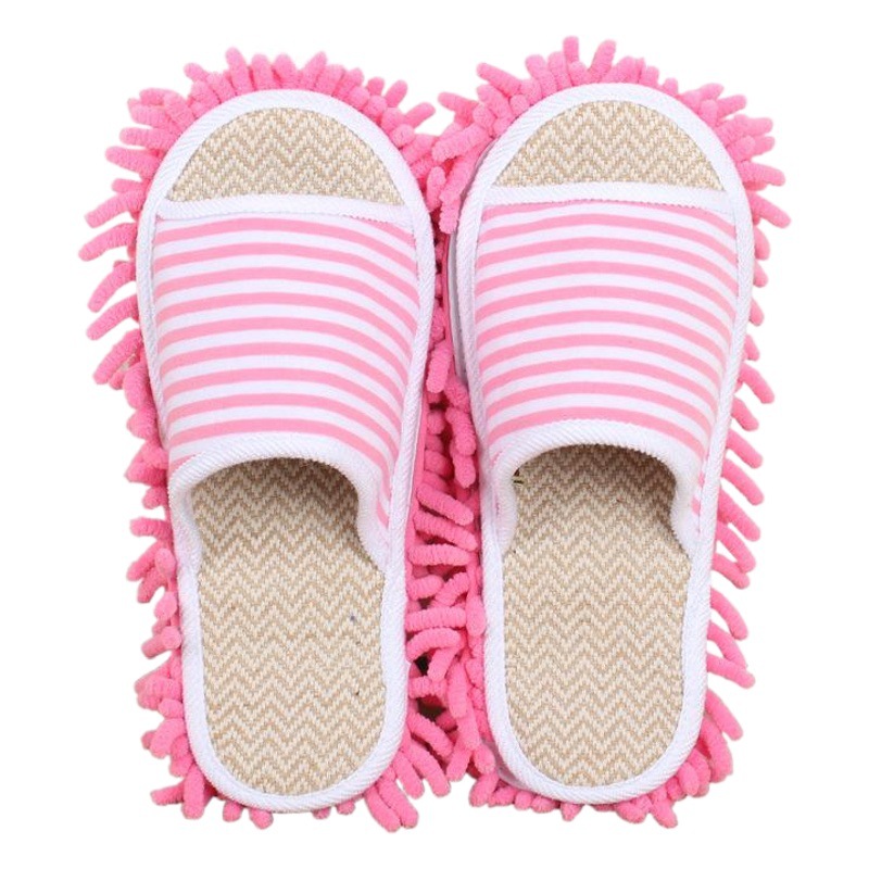 Spring and Summer Linen Lazy Floor Slippers Striped Japanese Style Detachable and Washable Household Wooden Floor Cleaning Floor Slippers