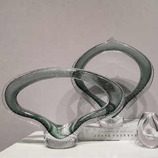 Modern Light Luxury Art Glass Ring Sculpture Ornaments Creative Model Room Living Room Sales Office Countertop Home Furnishings