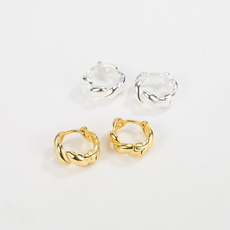 4g Weight Electroplating Gold Plating Process 925 Sterling Silver Ear Needle Material 1 Pair 18K Gold Plated Silver Plated 925 Sterling Silver Geometric Spiral Hoop Earrings Earrings Ear Studs