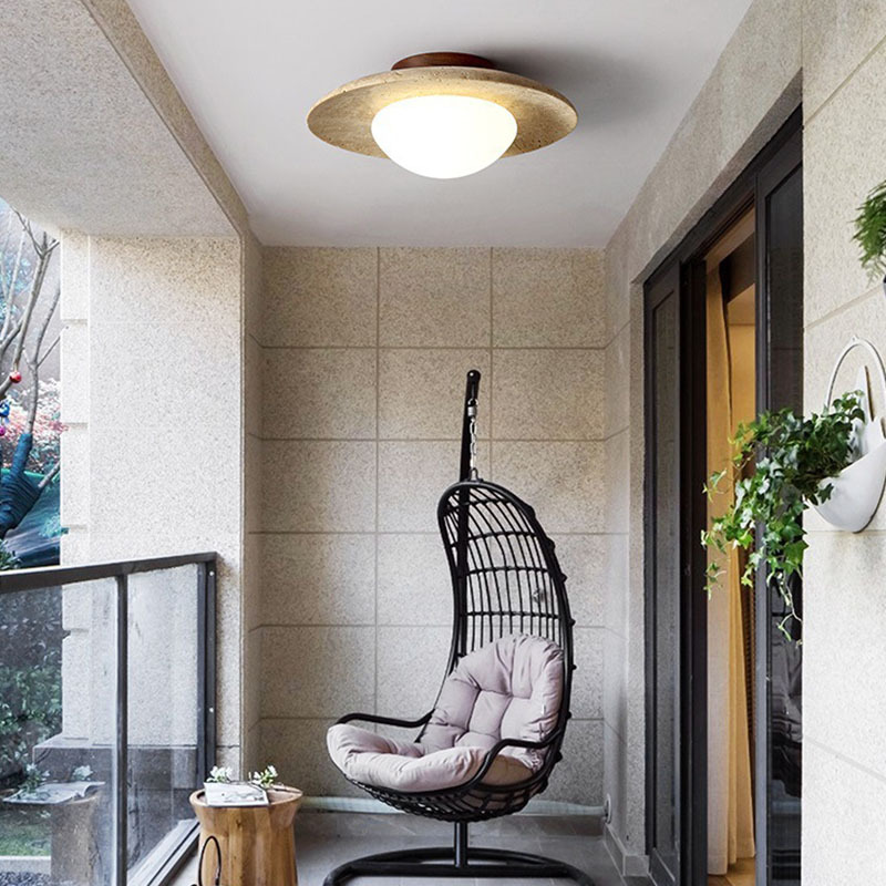 Estilo de seda cueva amarilla lámpara de techo de piedra Arte Creativo nórdico lámpara de techo pasillo japonés entrada B & B balcón