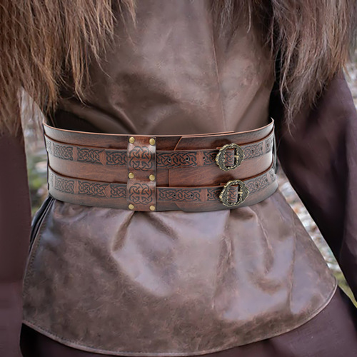Nordic Viking style embossed wide belt European medieval retro girdle knight style belt cross-border hot sale