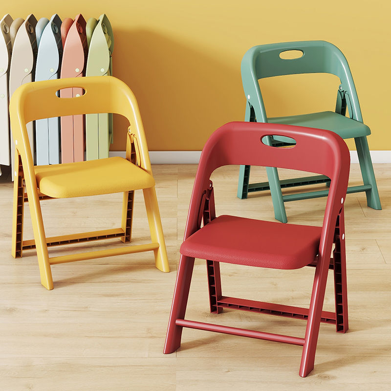 Home Plastic Cute Baby Kidsren's Backrest Chair Foldableable Strong and Durable Portable Dining Table Chair Multi-Color Chair