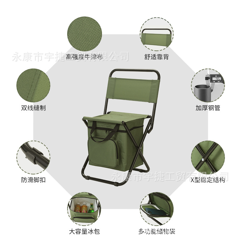 Silla de hielo plegable portátil para exteriores con bolsa de almacenamiento con función de aislamiento del respaldo Silla de pesca de campamento de ocio 3 en 1