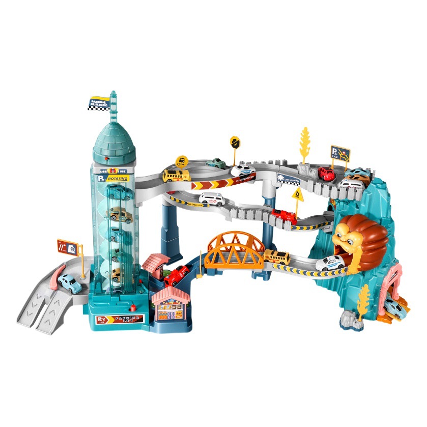 Tiktok mismo Rey León montaña aventura entrada tren coche con luz rompecabezas montado niño juguete regalo