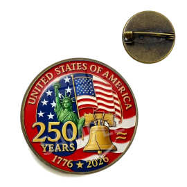 美国250周年周边时光宝石20MM胸针徽章精美复古纪念品礼物TH004